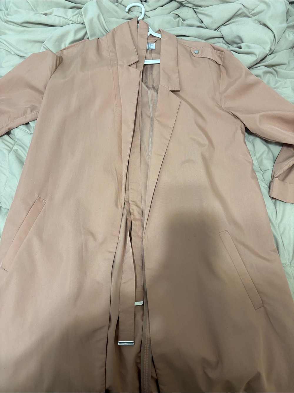 H&M Women's Light Taupe Trench Coat - Soft Beige-Pink